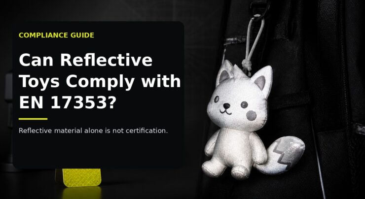 Reflective plush bag charm compared with a flat visibility device in a compliance testing setting